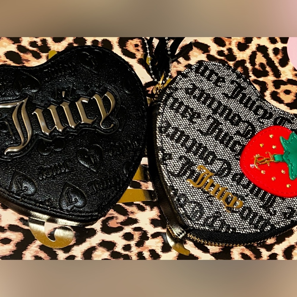 Juicy Couture Black Wristlet with Gold Strawberry Accent baddie duo!